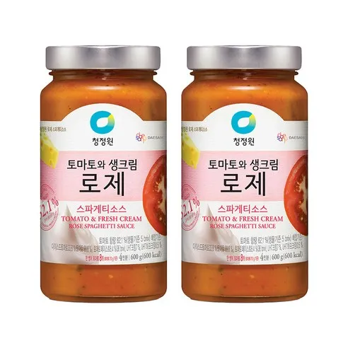 청정원 로제 스파게티 소스  600g, 2개