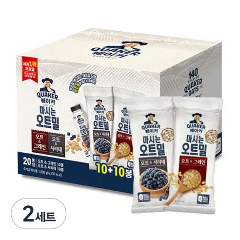 퀘이커 마시는 오트밀 낱봉팩 그레인 10p + 서리태 10p