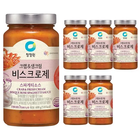 청정원 크랩&생크림 비스크로제 스파게티소스  600g, 6개