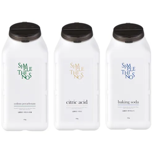 심플띵즈 프리미엄 가루 베이킹소다 550g + 구연산 400g + 과탄산소다 450g 세트