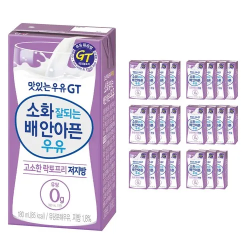 남양유업 맛있는우유 GT 소화잘되는 배안아픈 저지방우유 24p  180ml, 24개