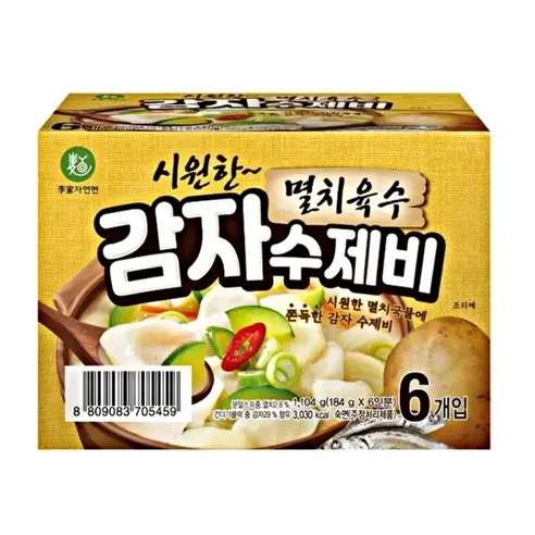 이가자연면 감자수제비 184gx6개 멸치육수  1104g, 1개