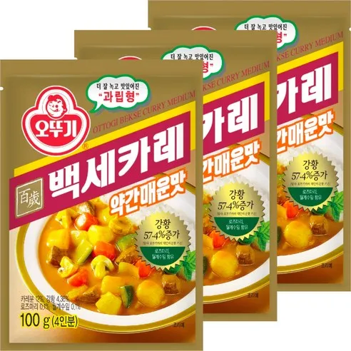 오뚜기 백세 카레 약간매운맛  100g, 3개