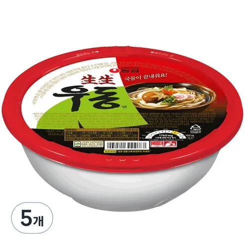 농심 생생우동용기  276g, 5개