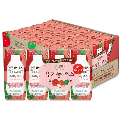 상하목장 유기농 주스 사과딸기케일  125ml, 24개