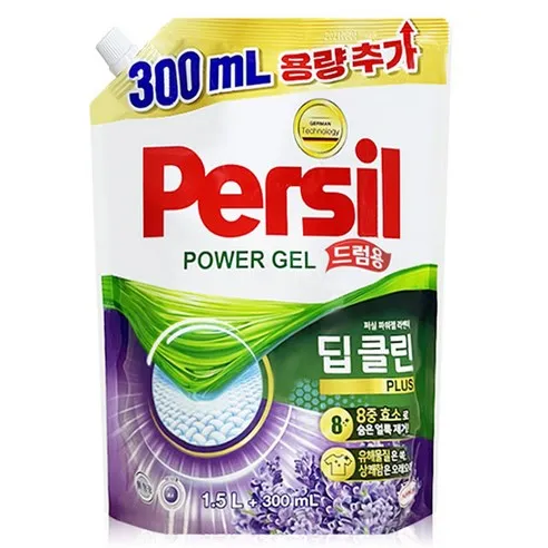 퍼실 파워젤 드럼용 액상세제 라벤더 코튼 프레쉬 리필형  1.8L, 3개