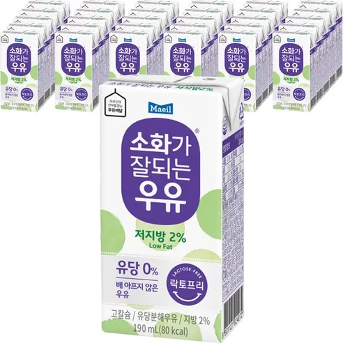 매일유업 소화가 잘되는 우유 저지방  190ml, 48개
