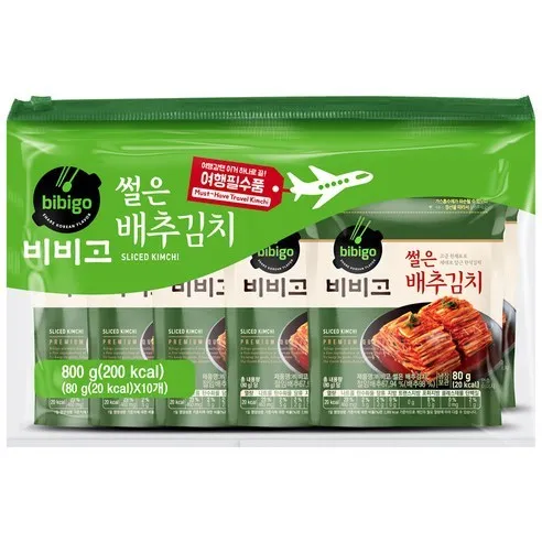 (냉장)비비고 썰은배추김치(80g)x10개  80g, 10개