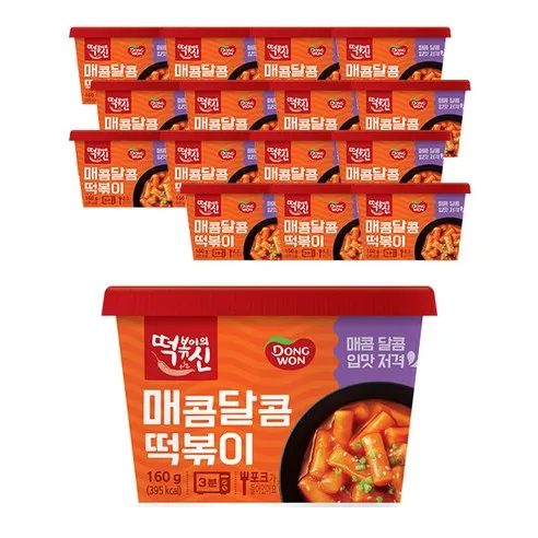 동원에프앤비 떡볶이의신 매콤달콤 컵떡볶이  160g, 16개