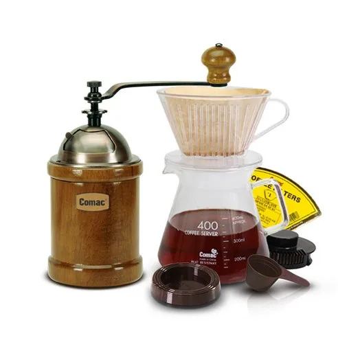 코맥 커피 핸드드립 세트 400ml DN1 + 이중날 커피밀 엔틱 원통 M1