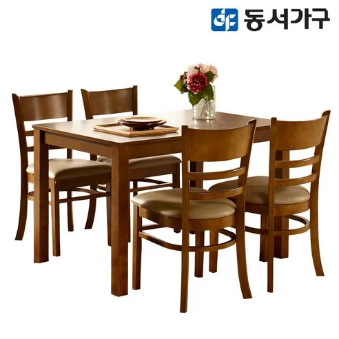 동서가구 카카오 클래식 원목 4인 식탁 테이블/의자 4EA 세트 DF632610
