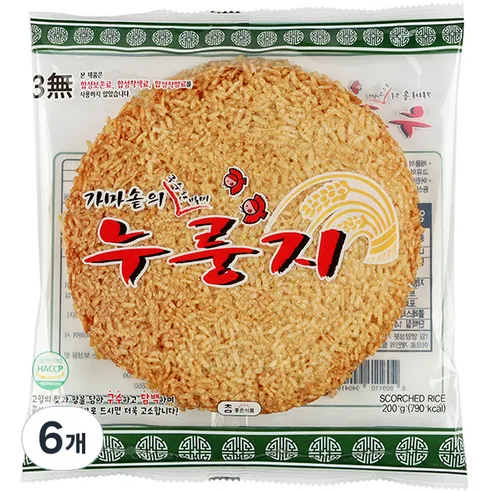 참좋은식품 가마솥의 구수한 별미 누룽지  200g, 6개