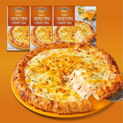 애슐리 크런치즈엣지 트리플 치즈 피자 3판 세트, 1185g, 1세트