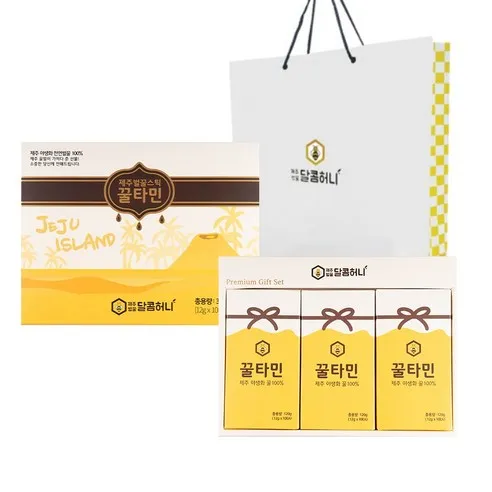 꿀타민 제주벌꿀 스틱 선물 6호 10p + 쇼핑백, 120g, 3개